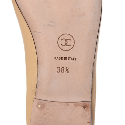 Chanel Lambskin Cap Toe Ballerina Flats 38.5 Beige Black 6 of 12