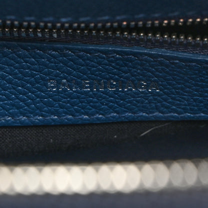 Balenciaga Signature Grained Calfskin Logo S Ville Top Handle Bag Petrol Blue White 7 of 11