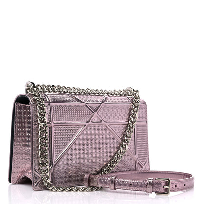 Christian Dior Metallic Patent Micro-Cannage Medium Diorama Flap Bag Pink 3 of 12