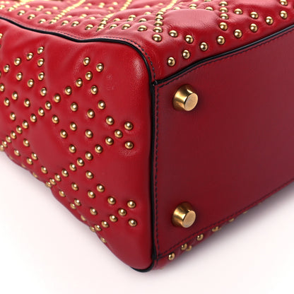 Christian Dior Lambskin Cannage Studded Medium Supple Lady Dior Red 8 of 9
