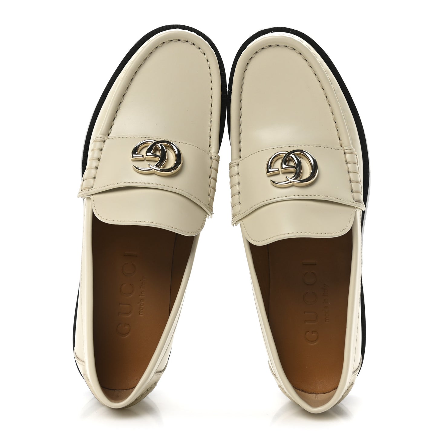Millennial Ribot Womens Interlocking G Moccasin Loafers 37 New Ivoire