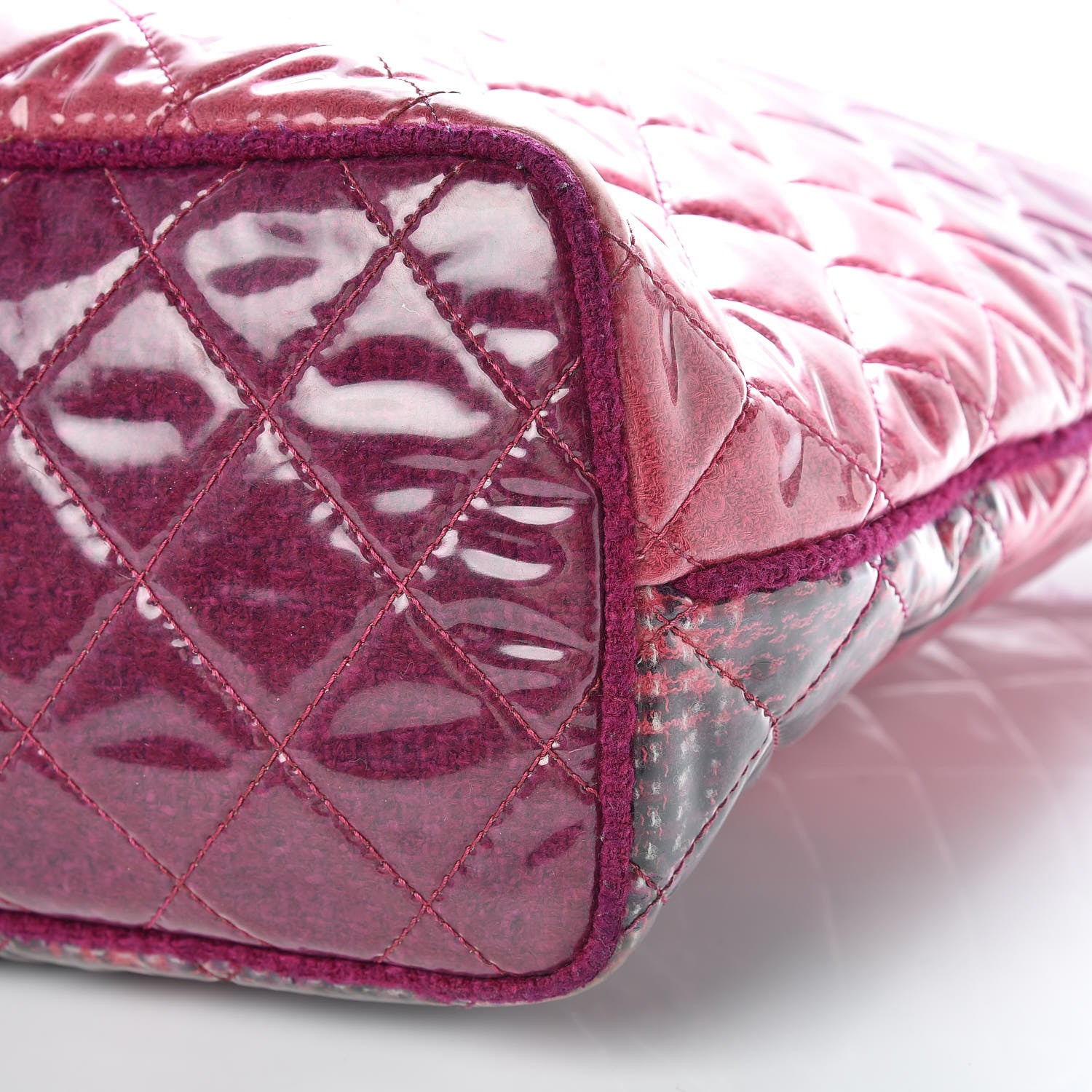Chanel Vinyl Funny Tweed Patchwork Tote Fuchsia 20 of 20