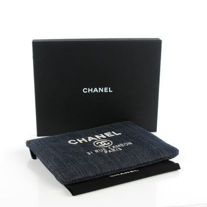 Chanel Denim Large Deauville Pouch Dark Blue 4 of 7