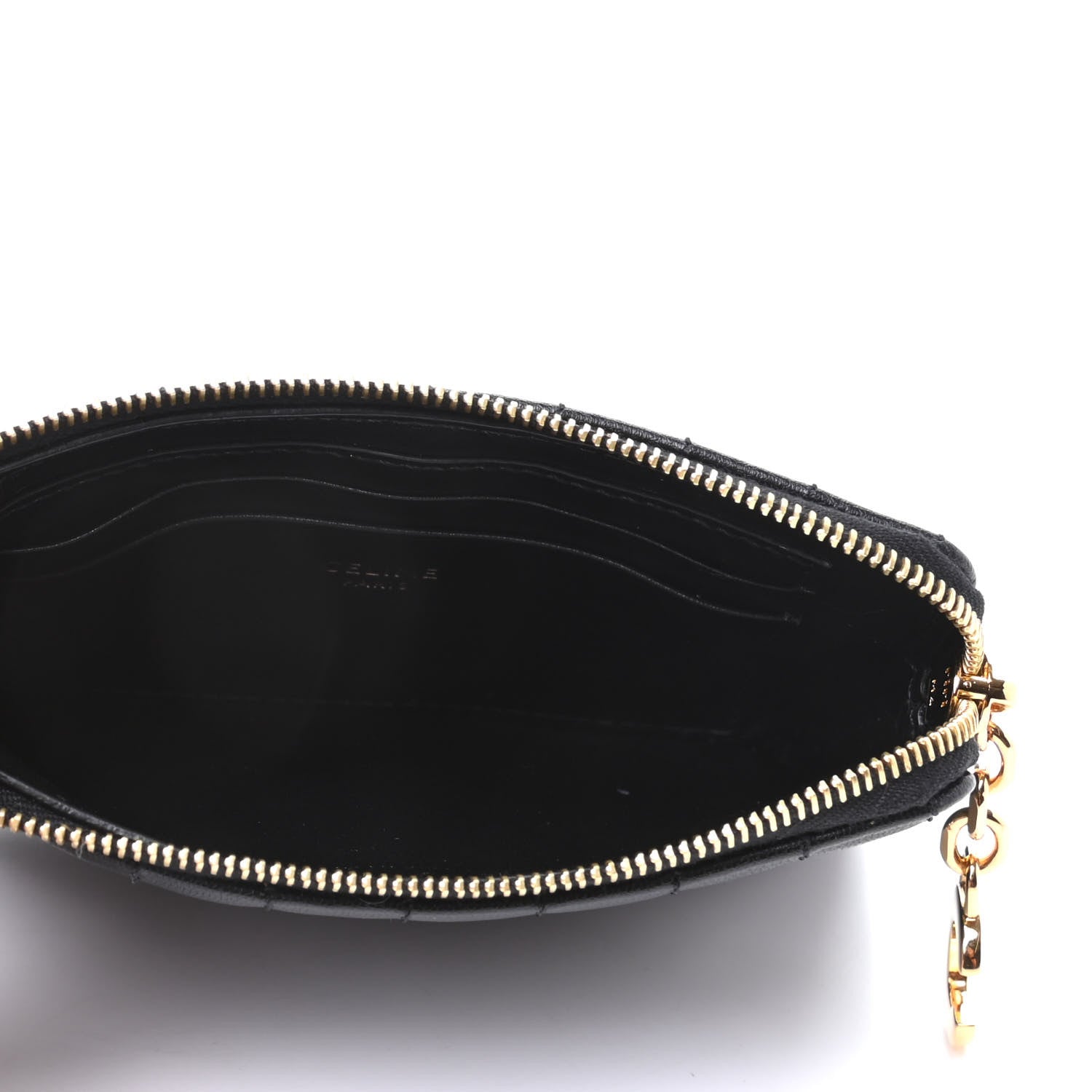 Celine Calfskin Quilted C Charm Coin Card Pouch Black 5 of 7