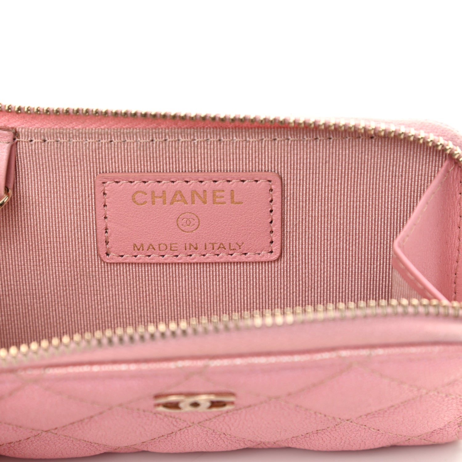 Chanel Iridescent Caviar Quilted Zipped Key Holder Case Rose Pink 6 of 8