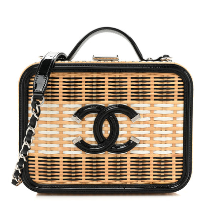 Chanel Raffia Patent Medium CC Filigree Vanity Case Black 1 of 12