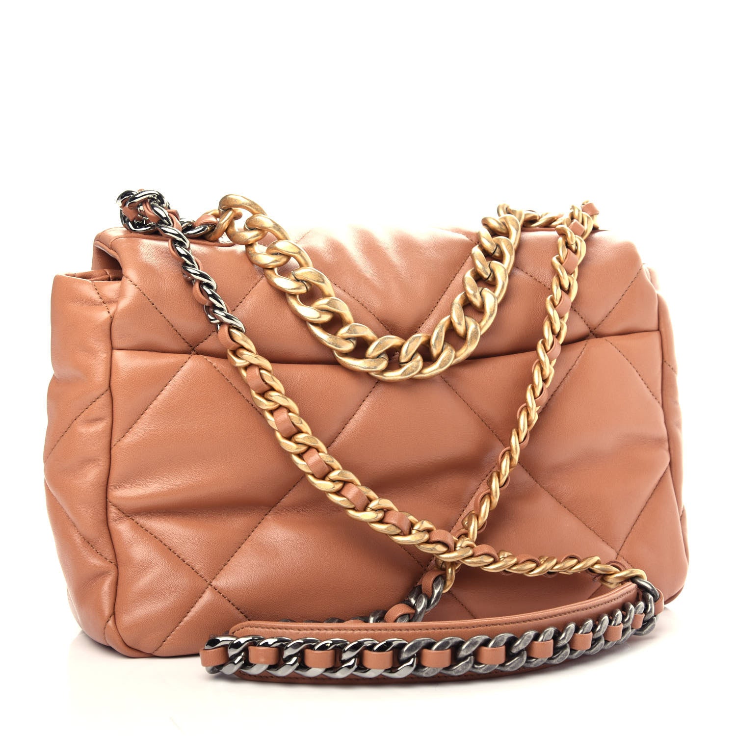 Chanel Lambskin Quilted Large Chanel 19 Flap Brown 3 of 10