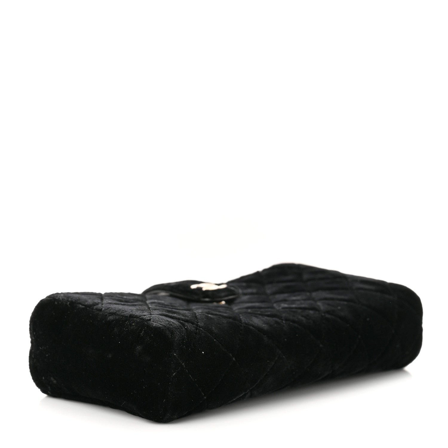 Chanel Velvet Quilted Small Clutch With Chain Black 4 of 12