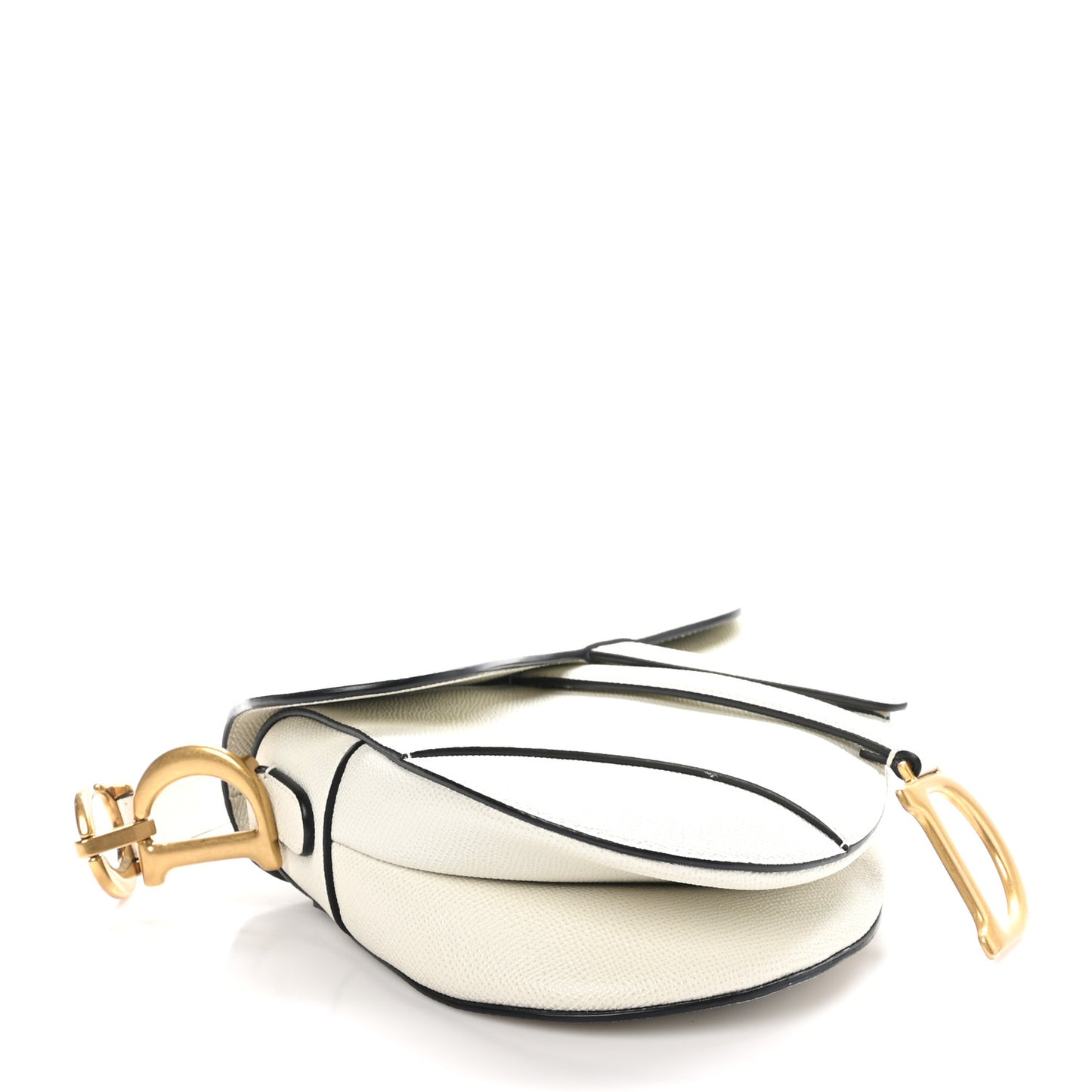 Grained Calfskin Saddle Bag White