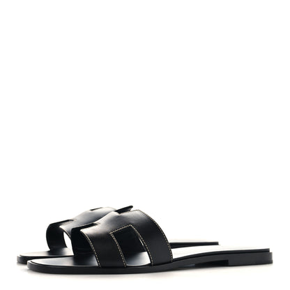 Hermes Box Calfskin Oran Sandals 41 Black 4 of 10