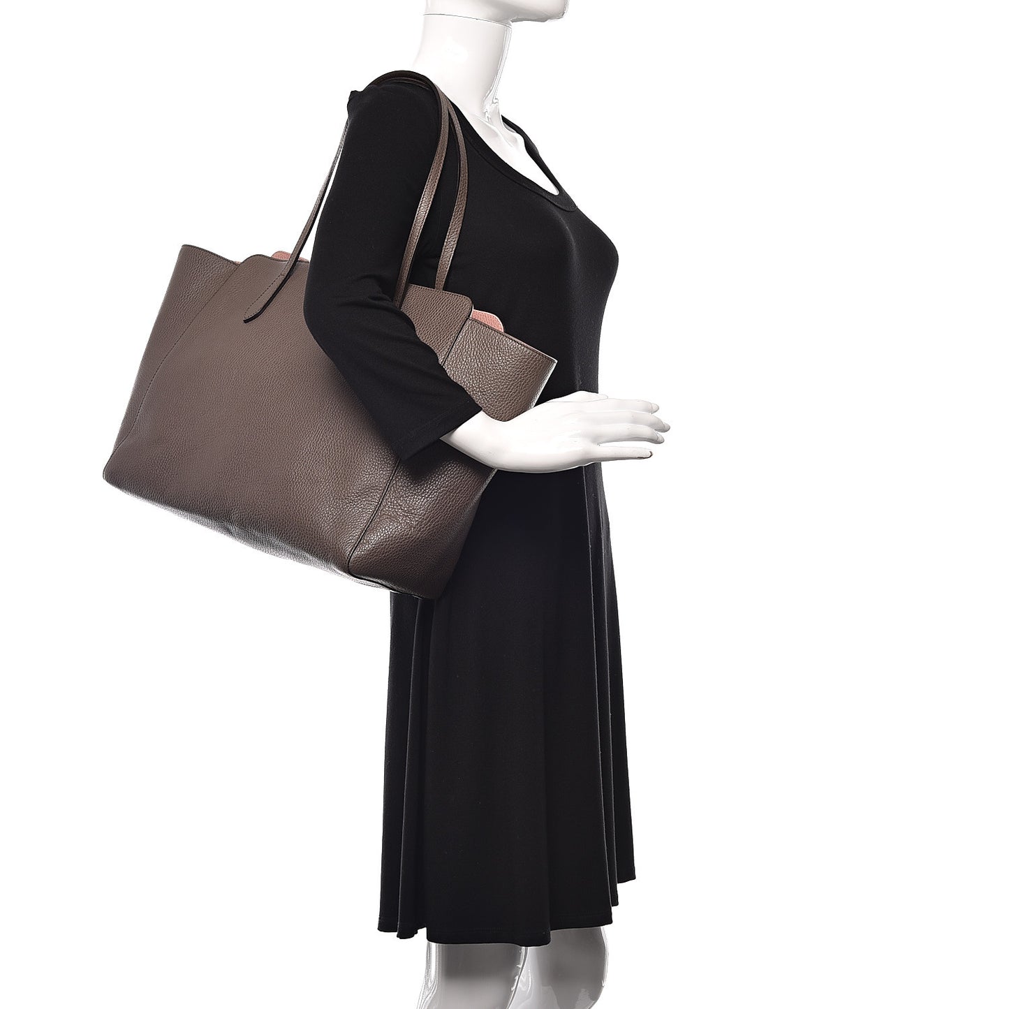 Dollar Calfskin Medium Swing Tote Grey Field Soft Pink