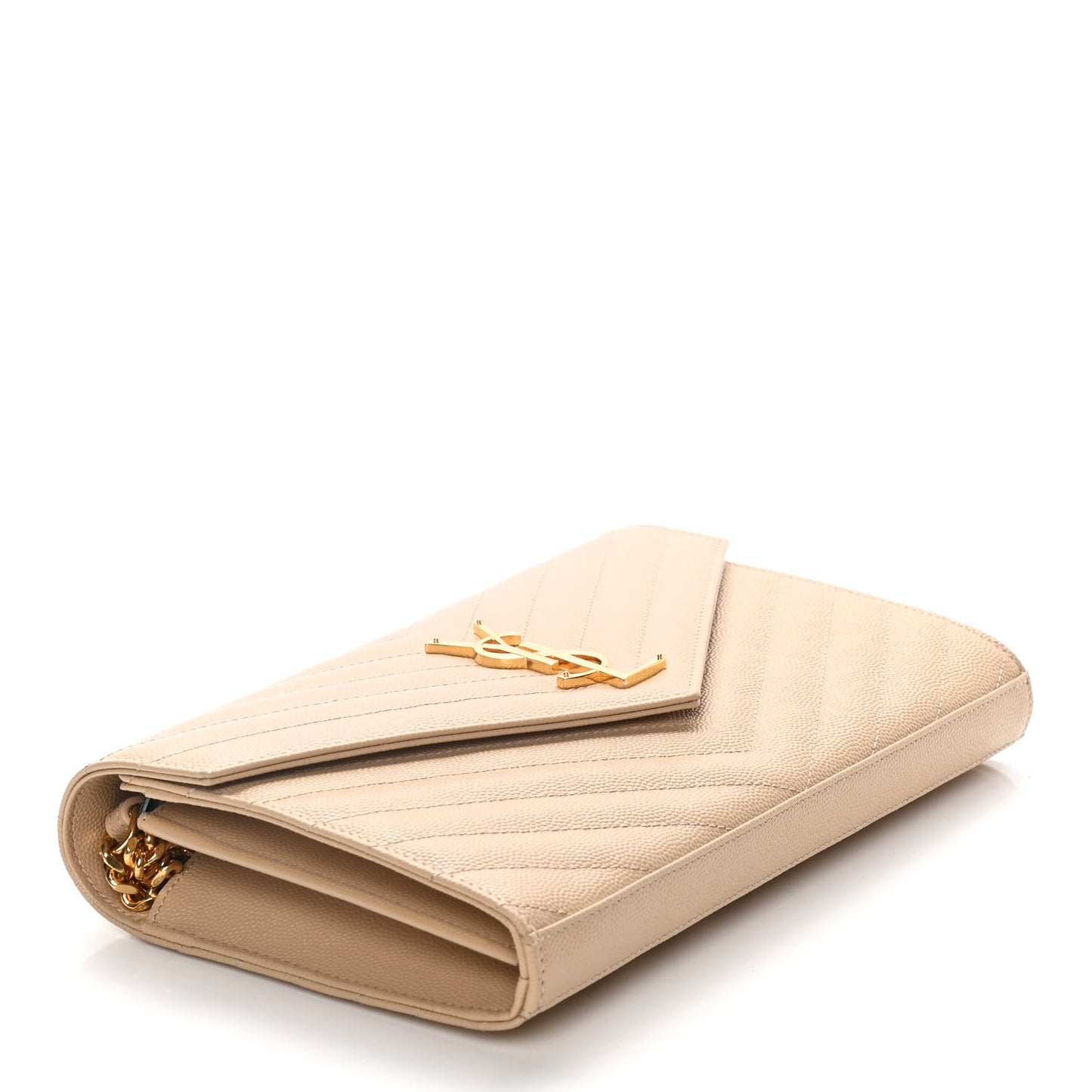 Grain De Poudre Matelasse Chevron Monogram Chain Wallet Nude Powder