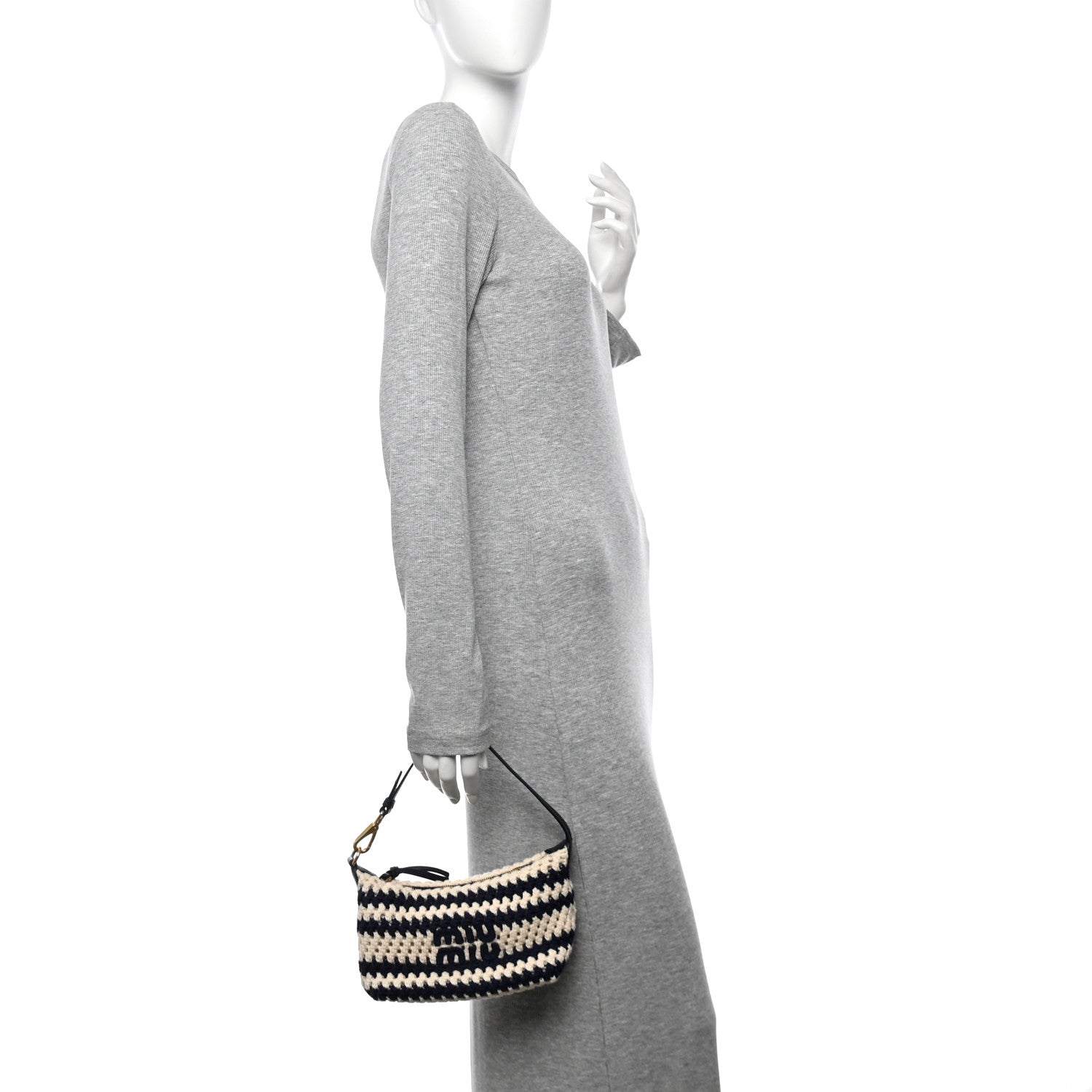 Miu Miu Fabric Crochet Pouch Blue White 1740719 – FASHIONPHILE