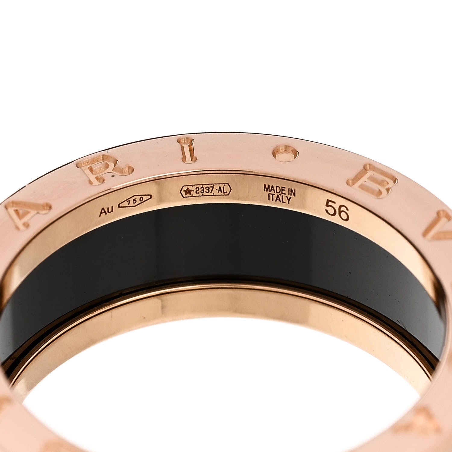Bulgari 18K Rose Gold Black Ceramic B.Zero1 Two-Band Ring 56 7.5 5 of 6