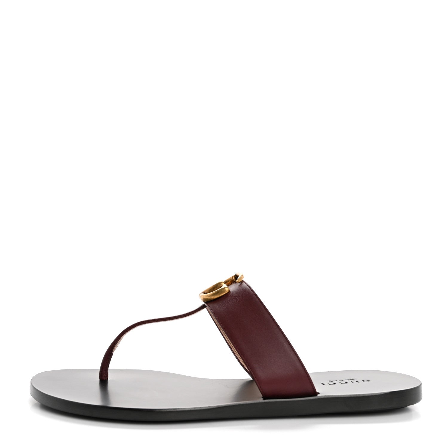 Gucci Calfskin GG Marmont Thong Sandals 36 Vintage Bordeaux 1 of 10