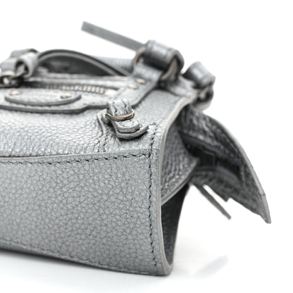 Balenciaga Metallic Grained Calfskin Neo Classic Hardware Super Nano City Crossbody Silver 9 of 9