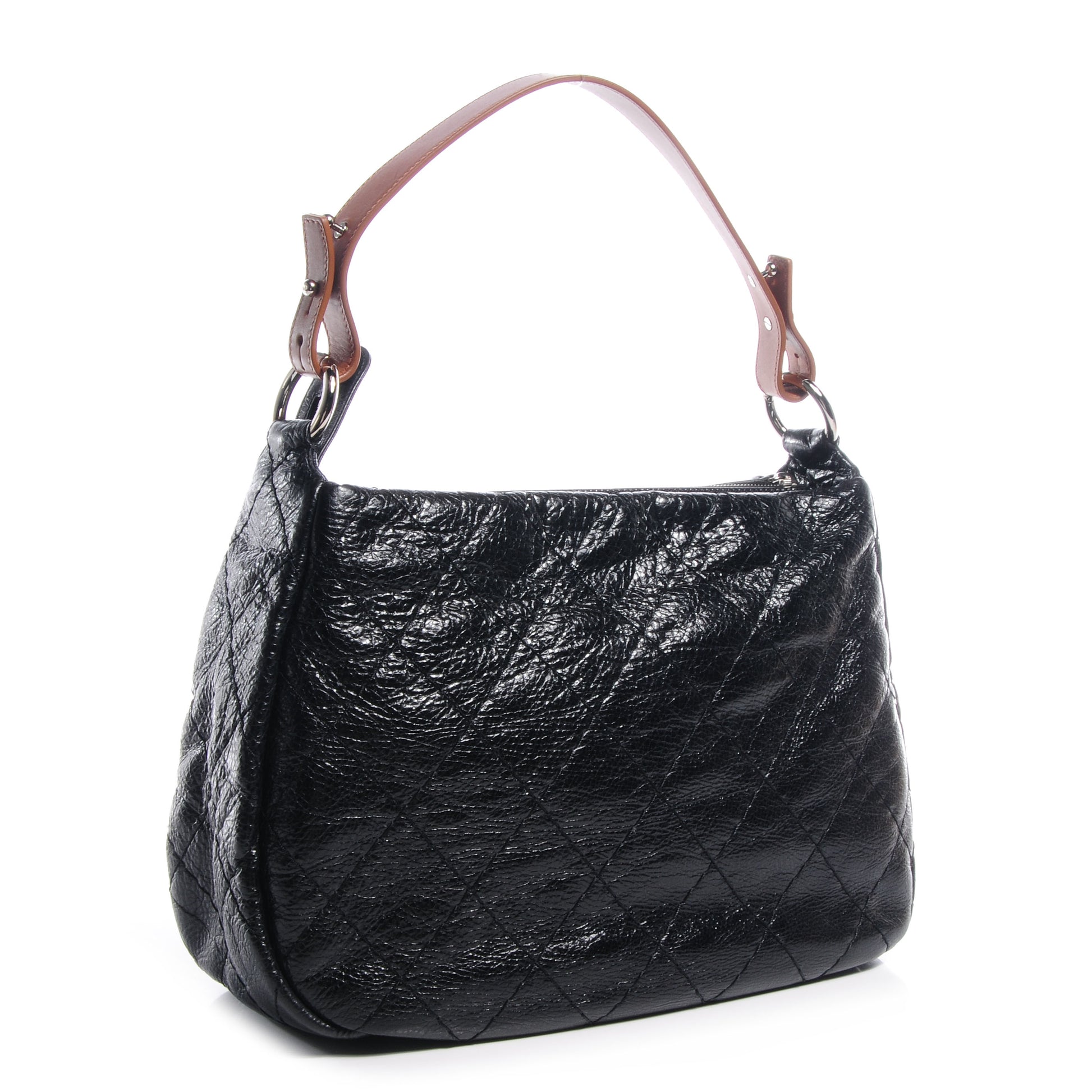 Chanel Glazed Calfskin On The Road Hobo Black 3 of 8