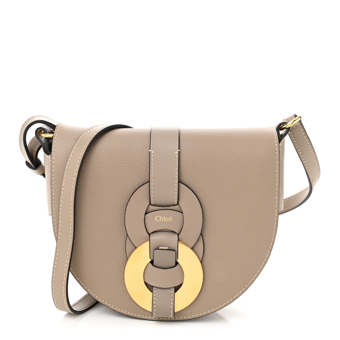 Grained Calfskin Small Darryl Saddle Crossbody Bag Motty Grey