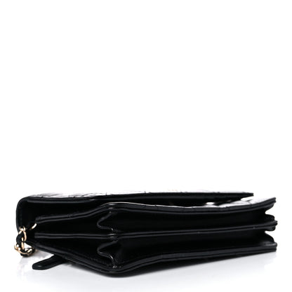 Chanel Lambskin Quilted Mini Camellia Bow Wallet On Chain WOC Black 4 of 10