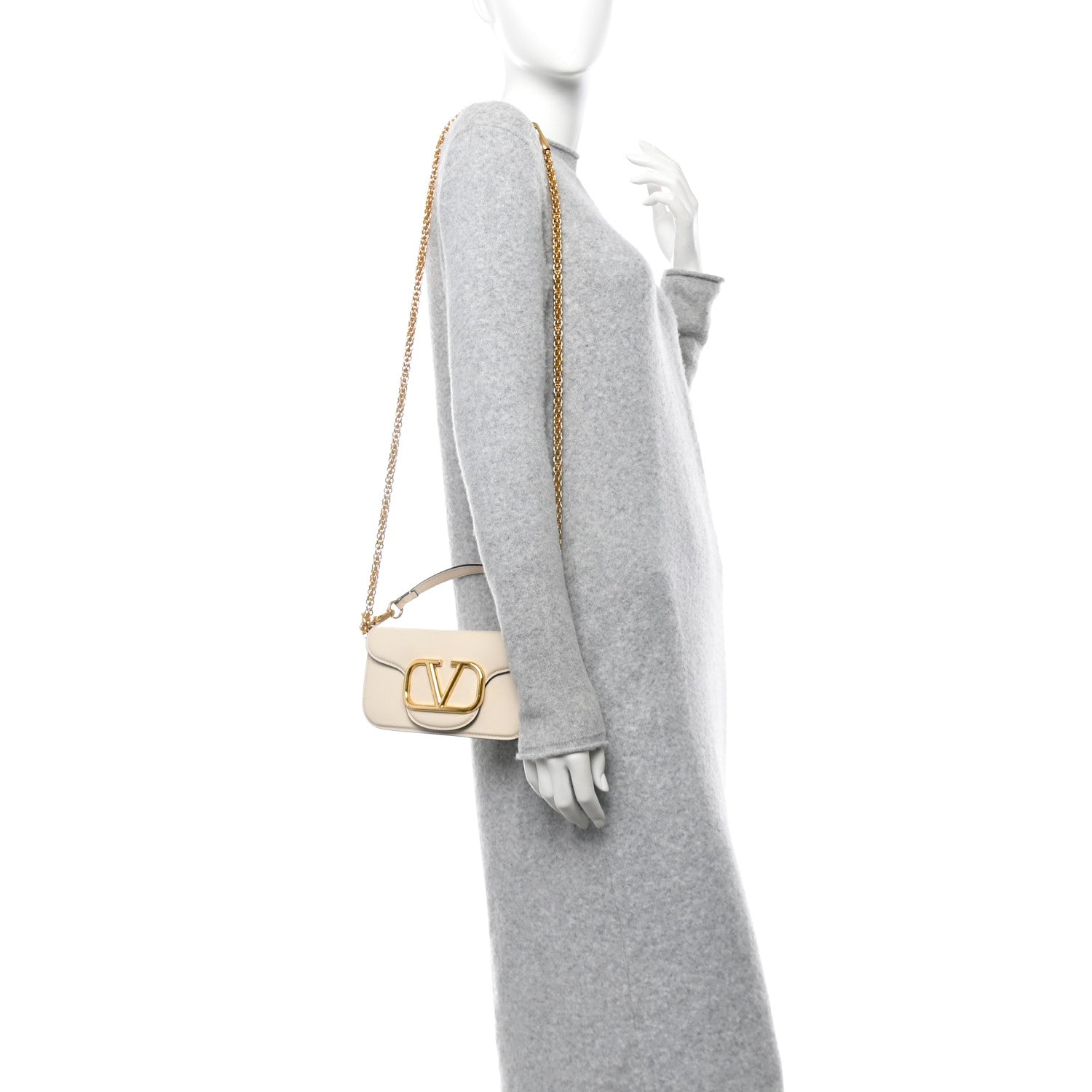 Valentino Garavani Calfskin Vlogo Small Loco Shoulder Bag Light Ivory 2 of 10