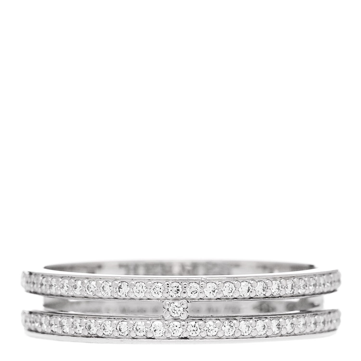 Hermes 18K White Gold Diamond Ariane Wedding Band Ring 51 5.75 1 of 5
