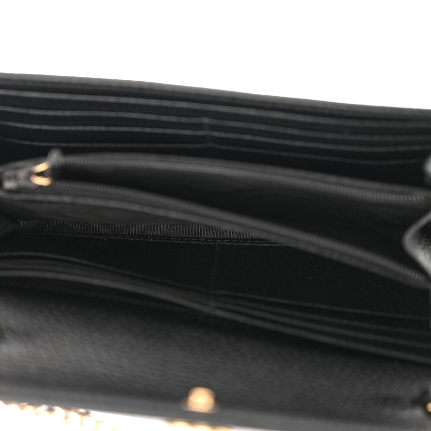 Dollar Calfskin GG Supreme Monogram Petite GG Marmont Wallet Chain Bag Black Beige Ebony