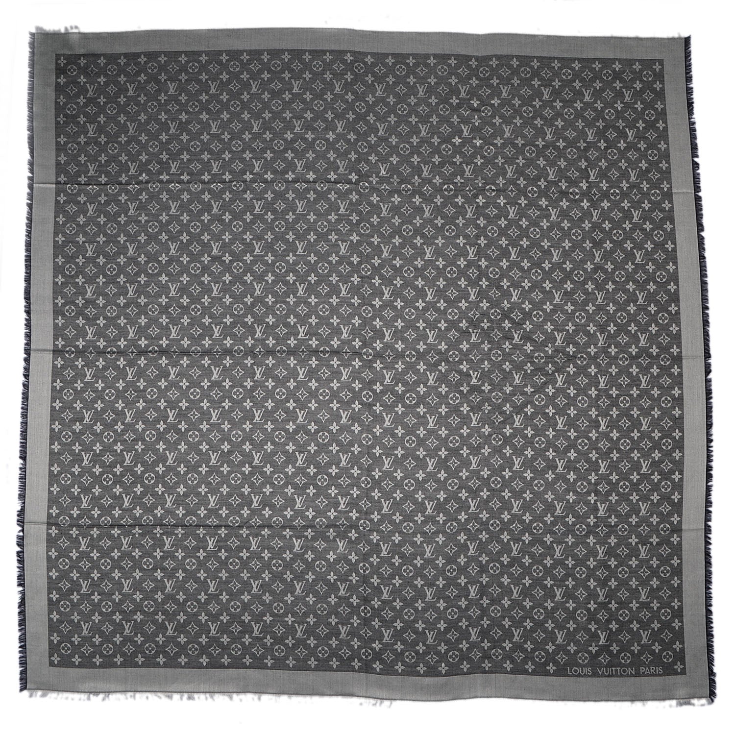 Louis Vuitton Silk Wool Monogram Denim Shawl Black 3 of 6