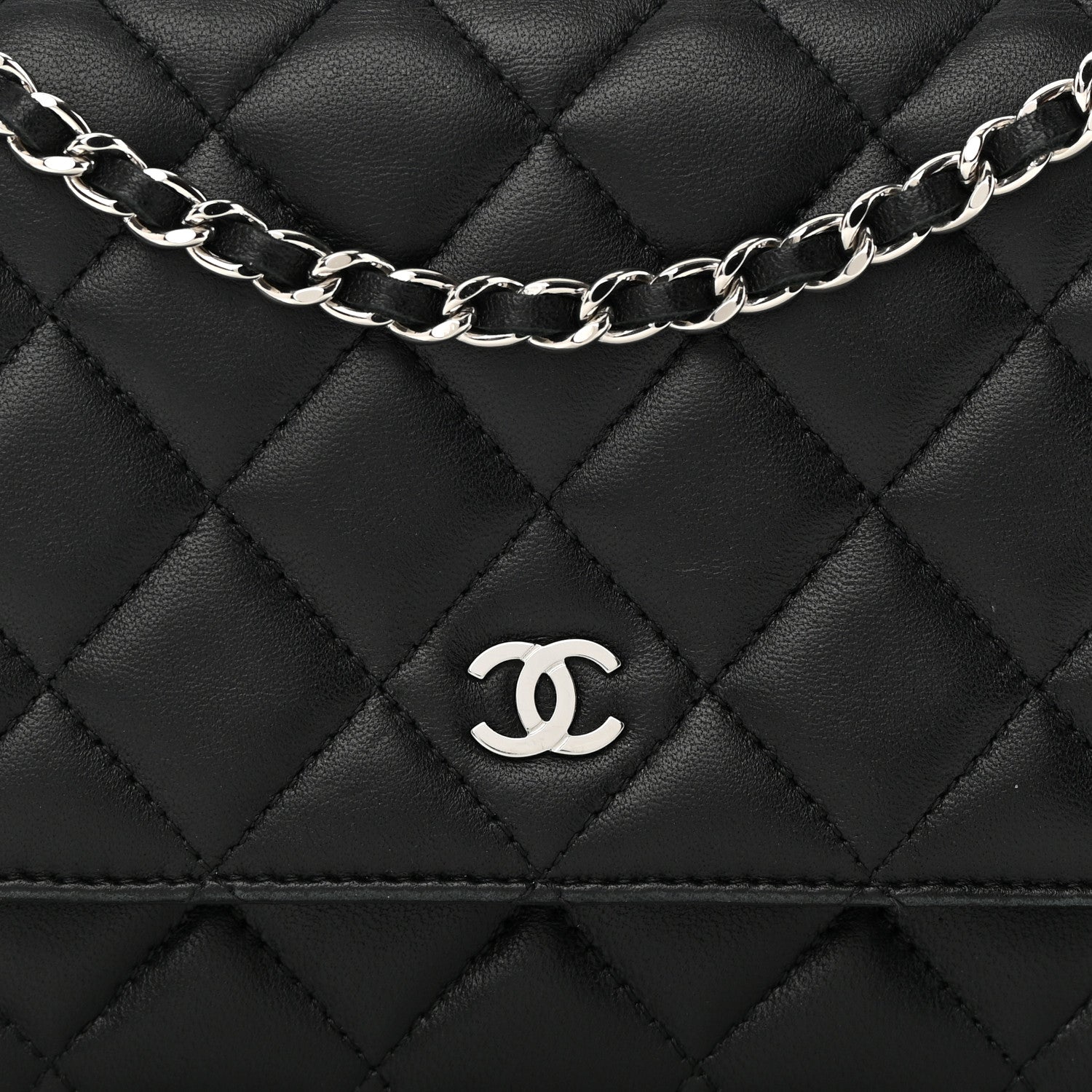 Chanel Lambskin Quilted Wallet On Chain WOC Black 9 of 17