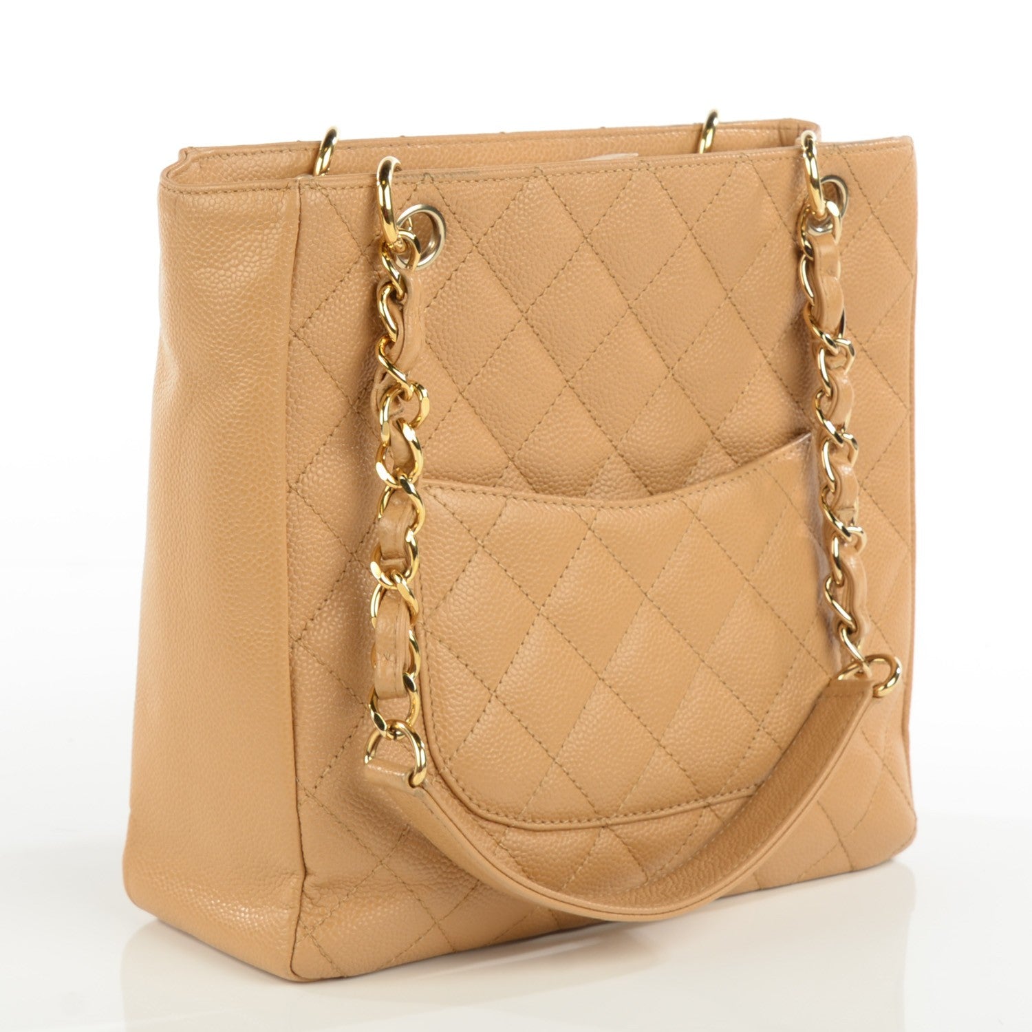 Chanel Caviar Quilted Petit Shopping Tote PST Beige 3 of 8