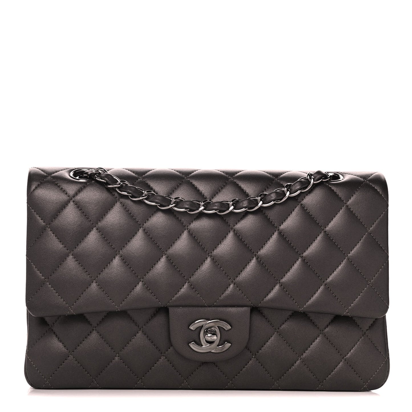 Lambskin Quilted Medium Double Flap So Black
