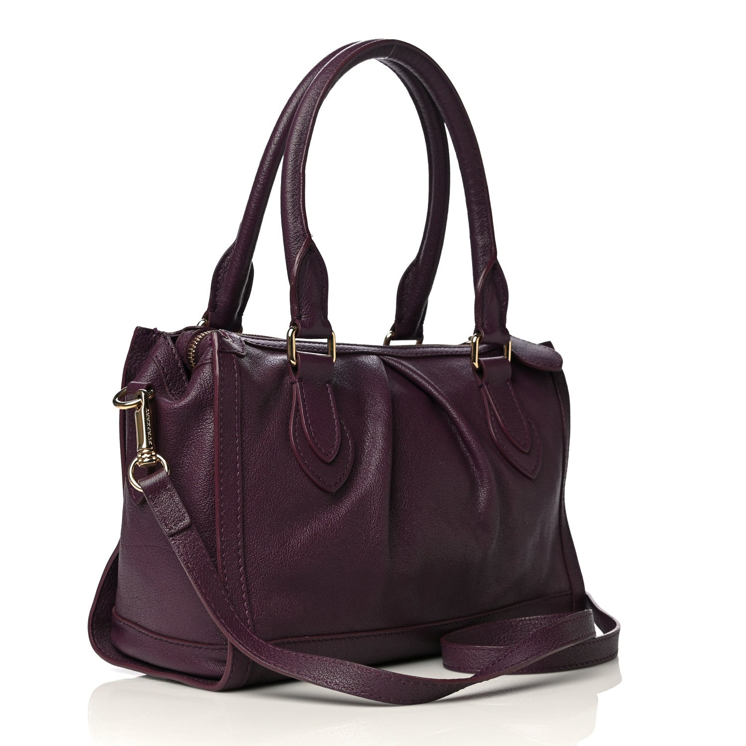 Burberry Grainy Calfskin Small Pilgrim Bowling Bag Plum 3 of 15