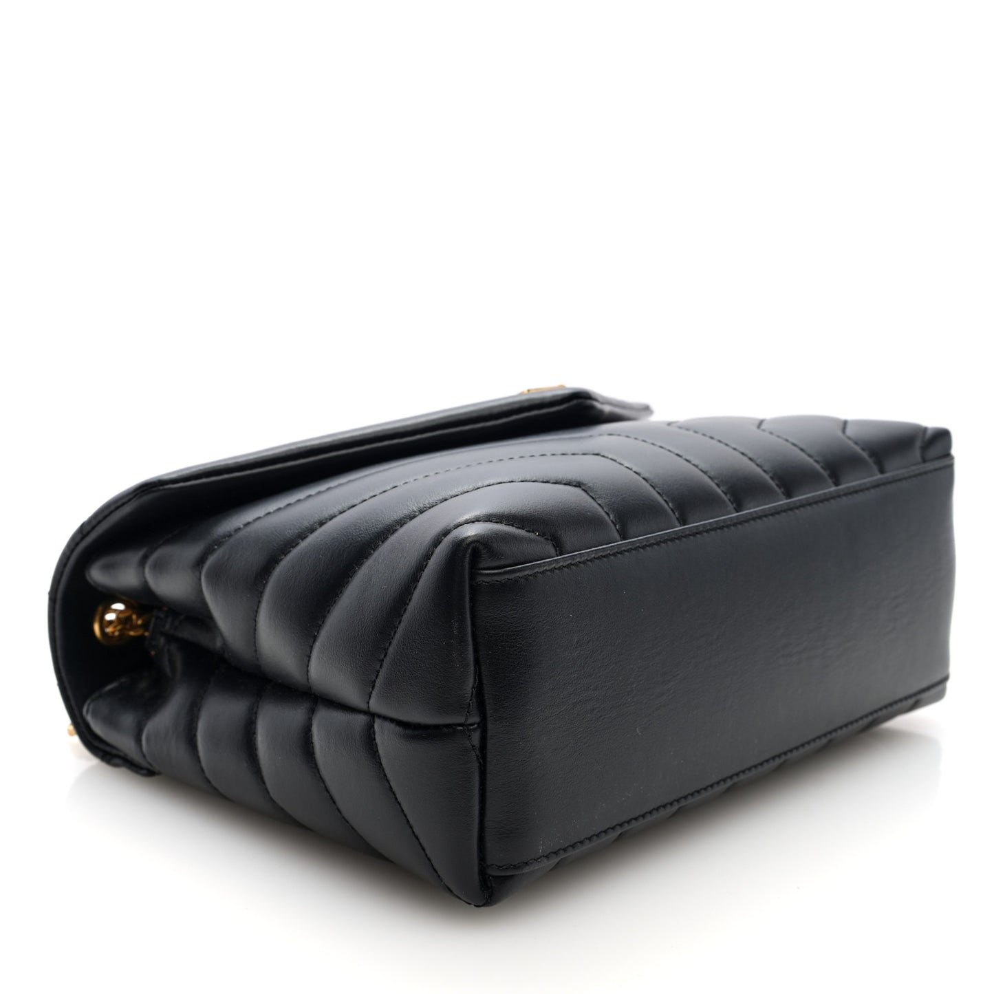 Calfskin Y Quilted Monogram Small Loulou Chain Satchel Black