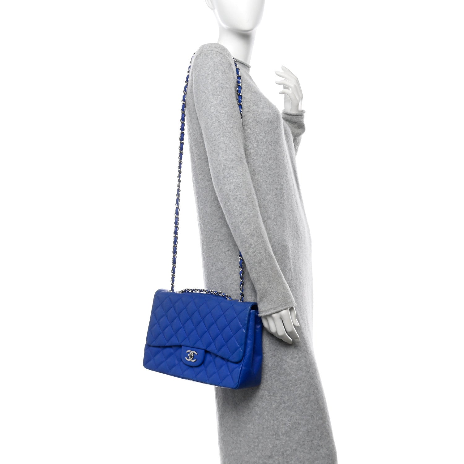 Chanel Lambskin Quilted Jumbo Single Flap Blue 2 of 17