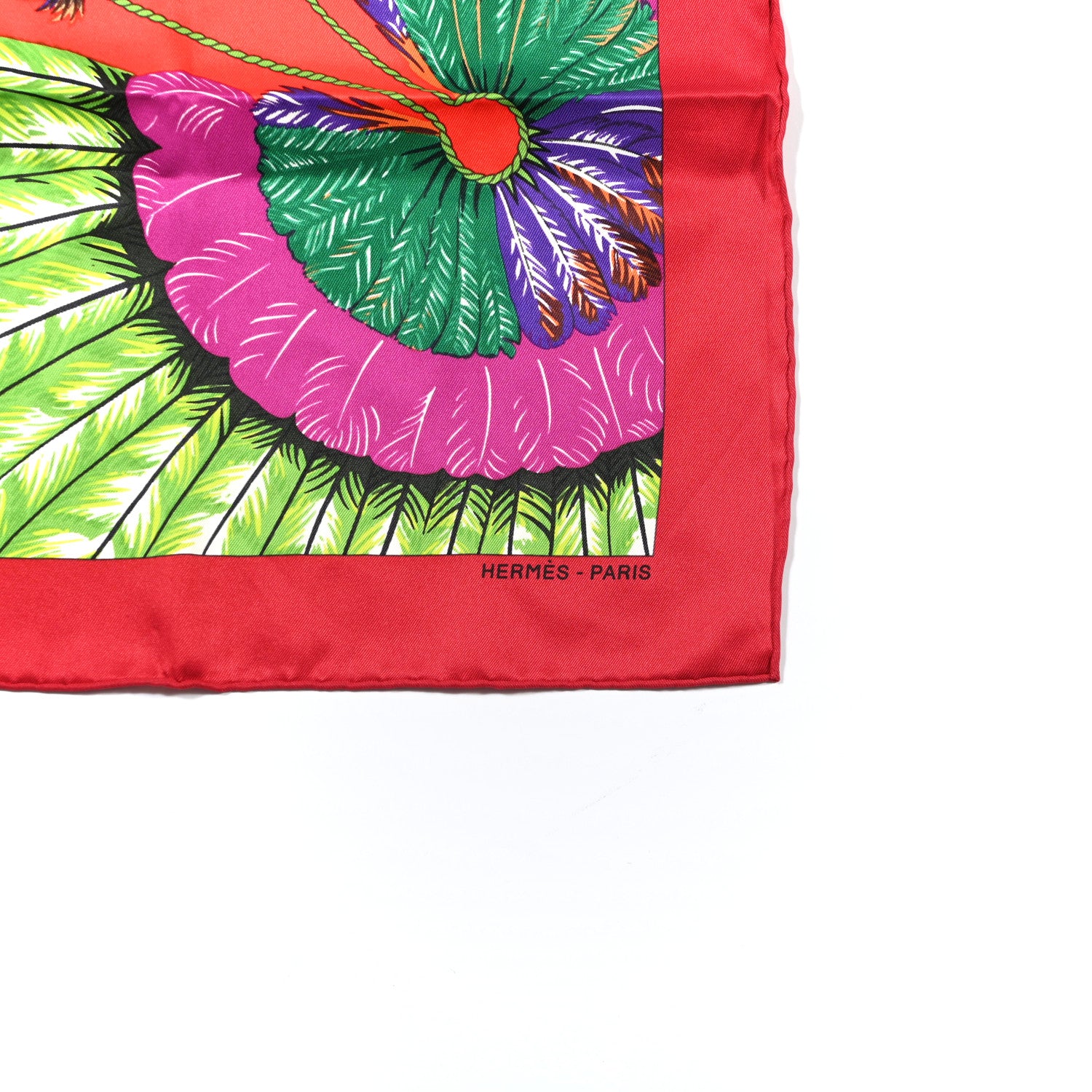 Hermes Silk Brazil Scarf 70 Rouge H Rouge Vif Vert 3 of 4