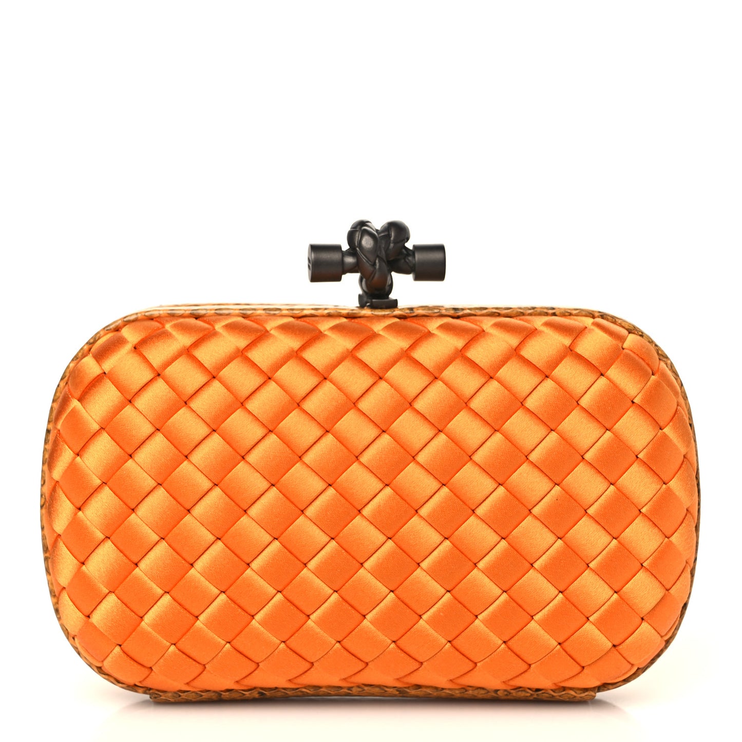 Satin Intreccio Impero Ayers Knot Clutch Orange