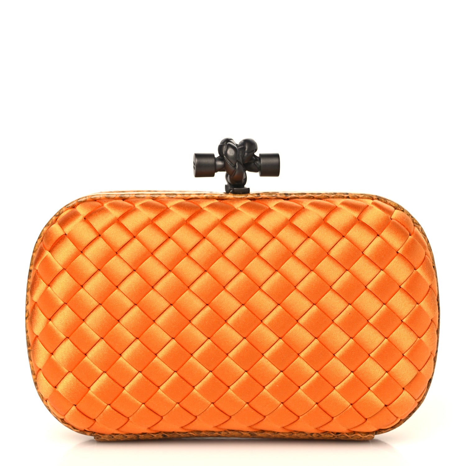 Bottega Veneta Satin Intreccio Impero Ayers Knot Clutch Orange 1 of 8