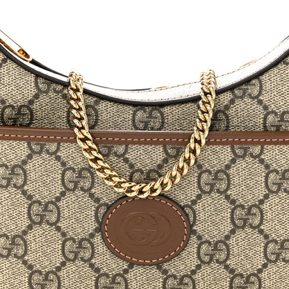 Gucci GG Supreme Monogram Azalea Calfskin Mini Retro Interlocking G Half Moon Bag Beige Ebony Brown Sugar 8 of 11