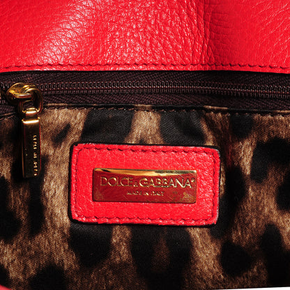 Dolce & Gabbana Grained Deerskin Medium Miss Sicily Satchel Red 6 of 7