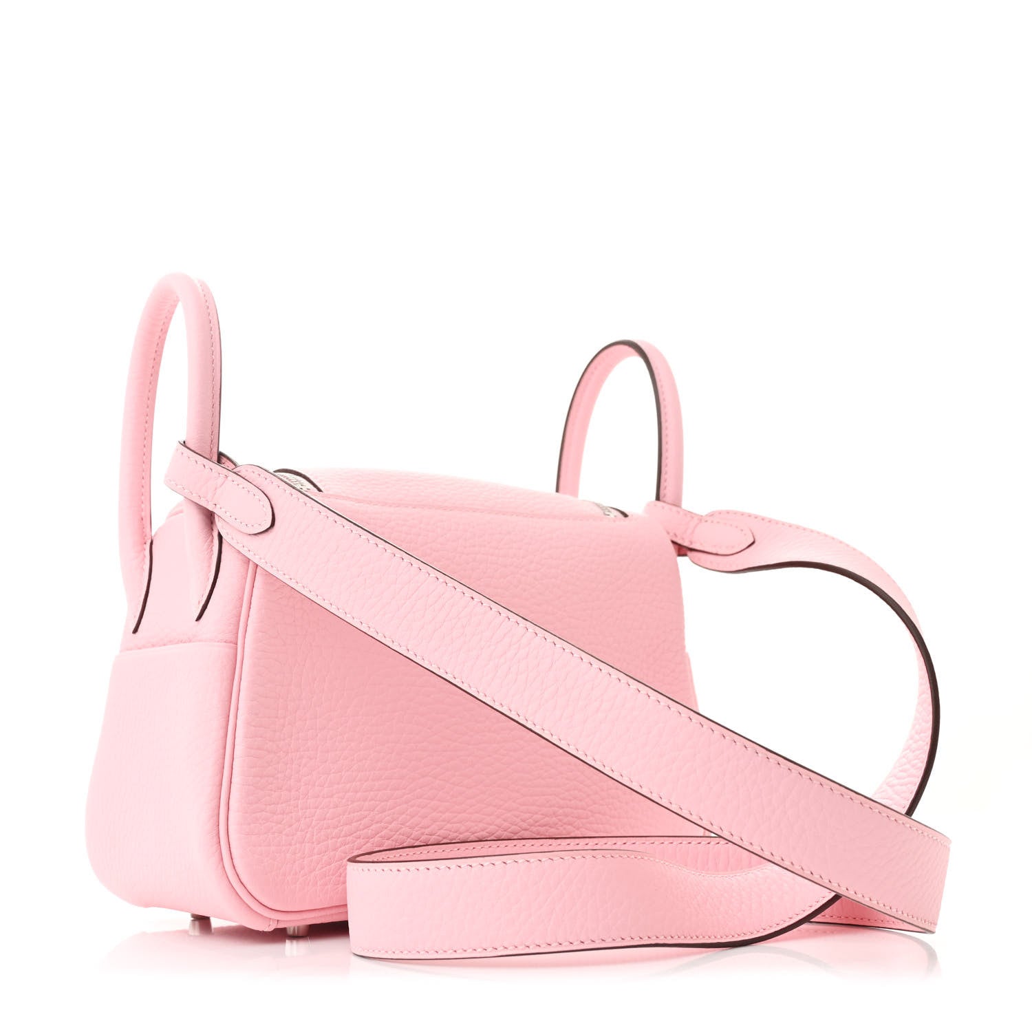 Hermes Taurillon Clemence Verso Mini Lindy 20 Rose Sakura Gris Perle 3 of 11