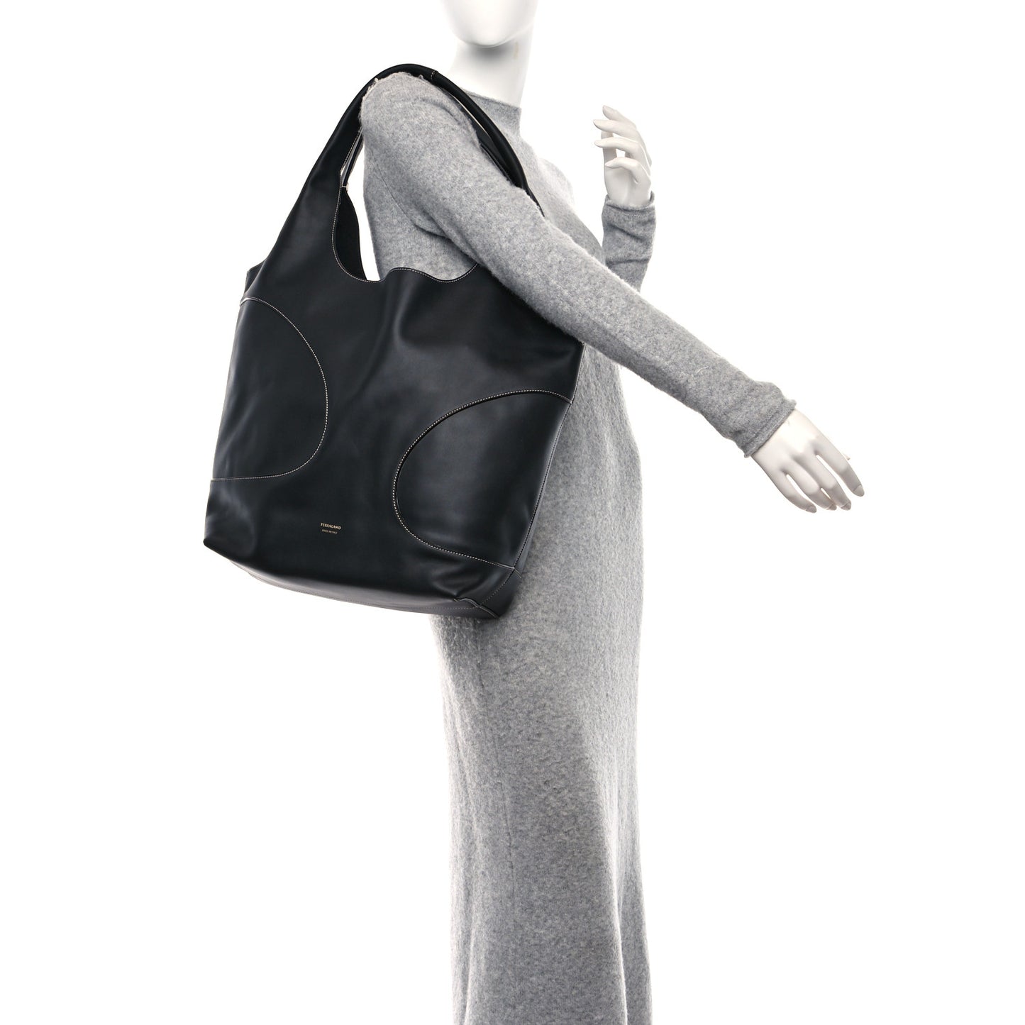 Calfskin Cut Out Hobo Black