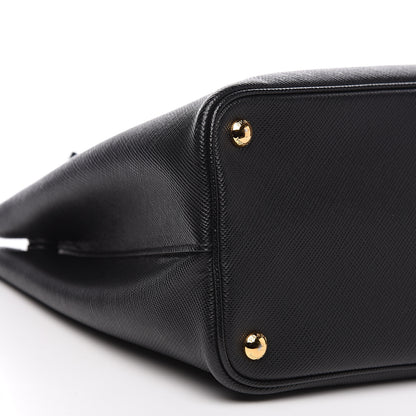Prada Saffiano Cuir Medium Double Bag Black Fuoco 7 of 9