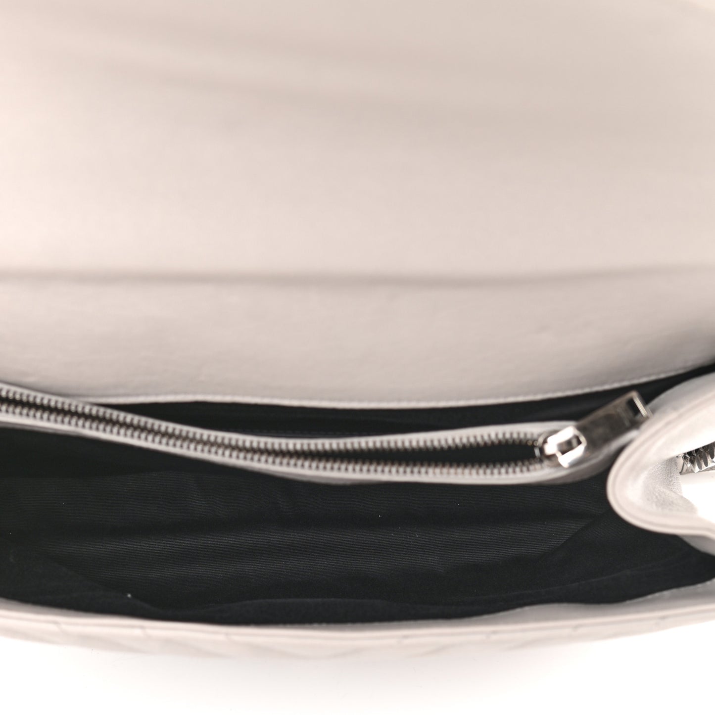 Sheepskin Matelasse Chevron Monogram Large College Satchel Light Grey