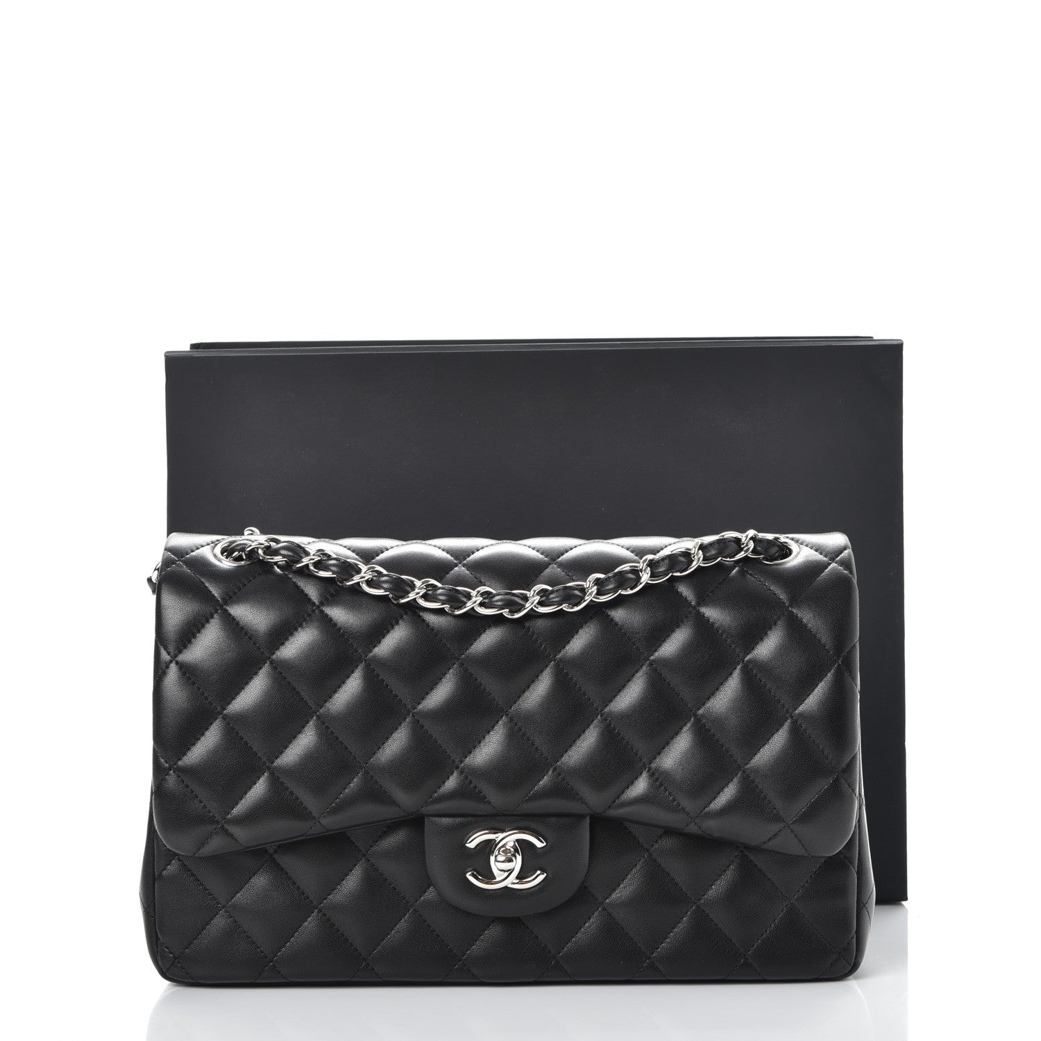 Chanel Lambskin Quilted Jumbo Double Flap Black 9 of 9