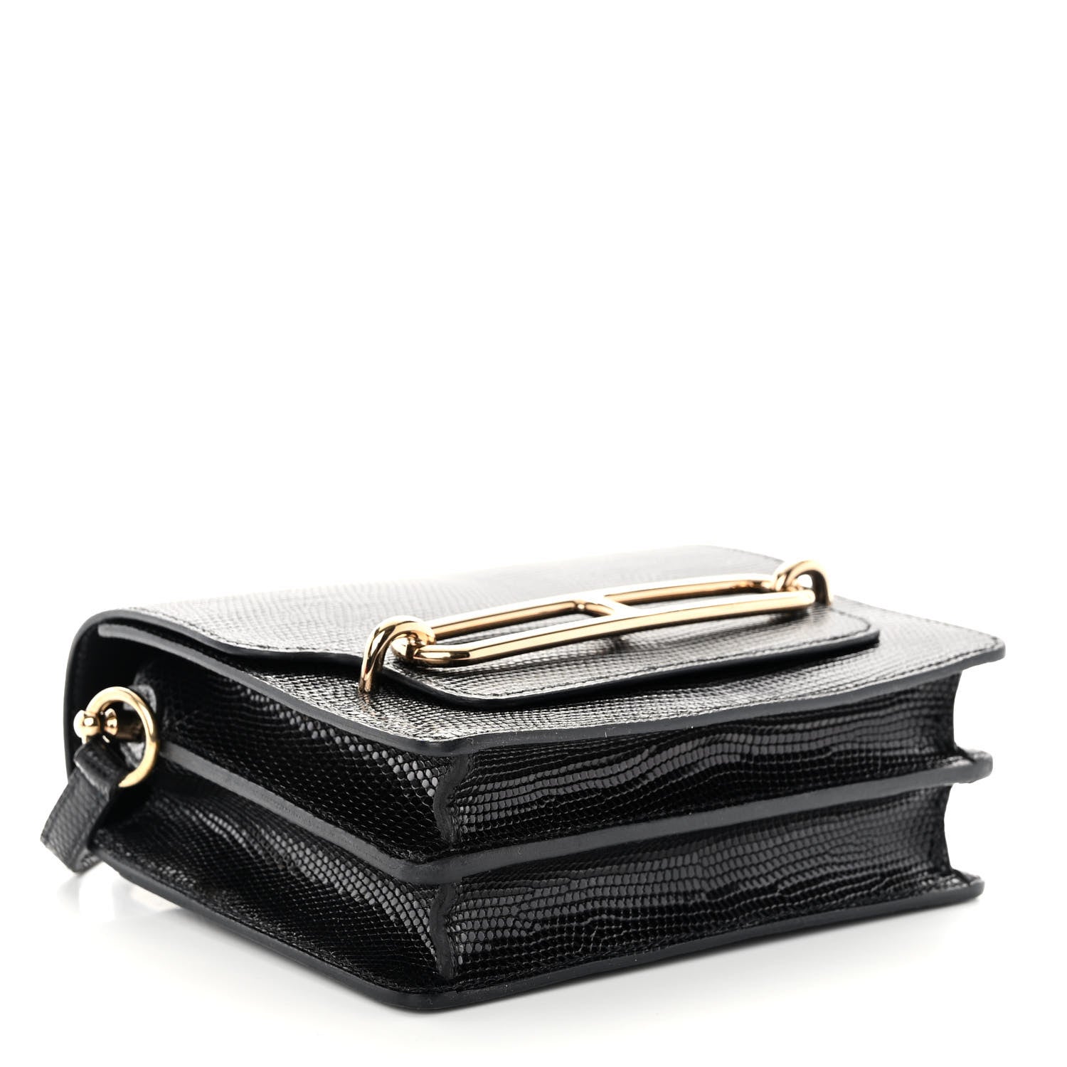 Hermes Lizard Mini Sac Roulis Black 4 of 10