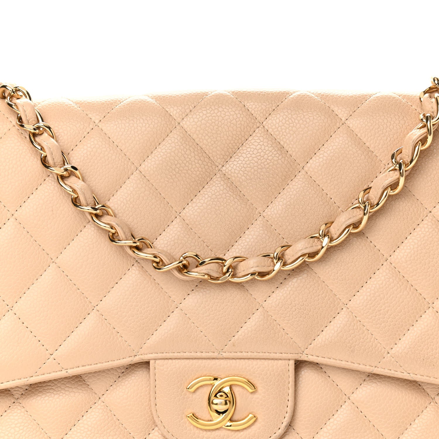Chanel Caviar Quilted Jumbo Single Flap Beige 8 of 14