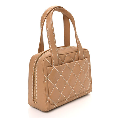 Chanel Calfskin Wild Stitch Small Vertical Top Handle Bag Beige 3 of 11