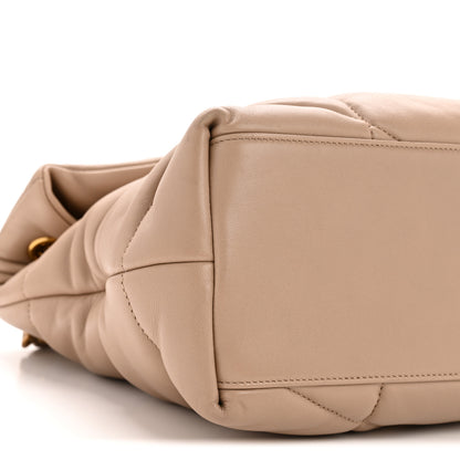 Saint Laurent Lambskin Quilted Medium Loulou Puffer Monogram Chain Satchel Dark Beige 9 of 14