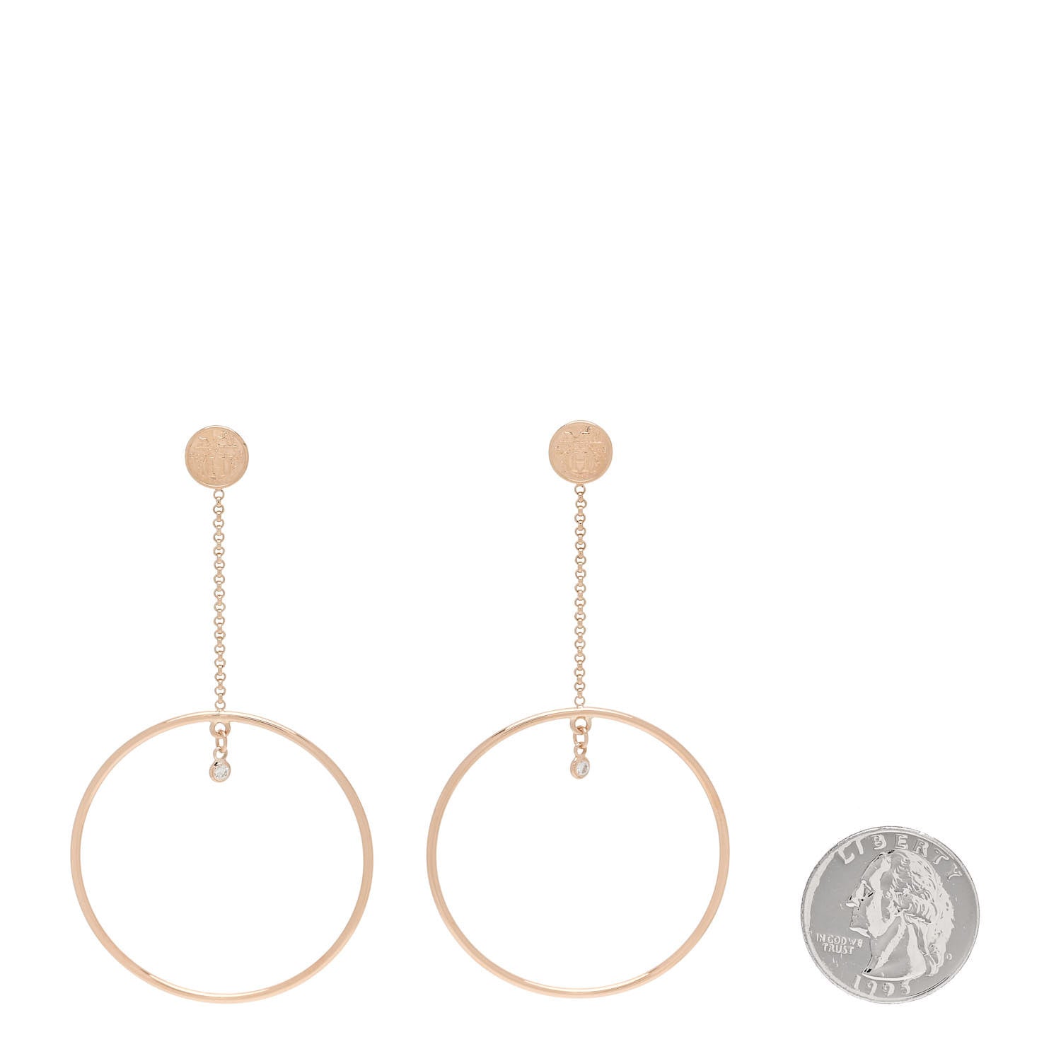 Hermes 18K Rose Gold Diamond Ex-Libris Earrings 2 of 5