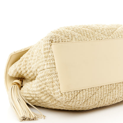 Saint Laurent Raffia Quilted Medium Loulou Chain Satchel Natural 11 of 13