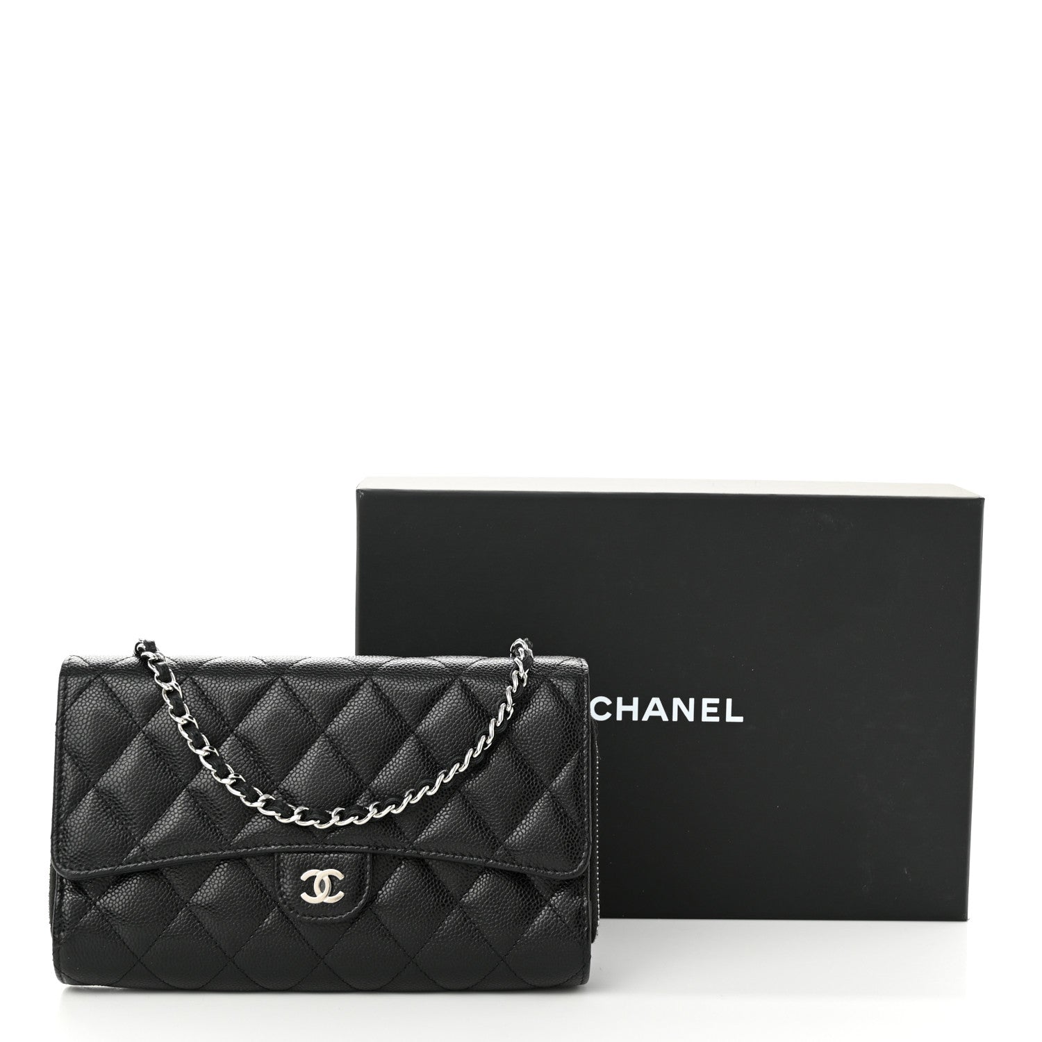 Chanel Caviar Quilted Phone Holder Wallet on Removable Chain Black 12 of 12